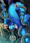 Metroid Samus_Aran artist_Butcha artist_eroquis bent_over bodysuit breast_latch legs_together tentacle_rape torn_bodysuit waist_wrap // 495x700 // 146.2KB