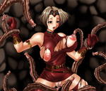 Tentacle arms_held blush brown_eyes brown_hair cum gloves headband large_breasts nipple_grab nipple_latch nipple_play nipple_squeeze open_mouth rape skirt tentacles thighhighs torn_clothes // 1200x1020 // 271.6KB