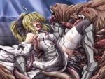 Tentacle Vaginal blonde_hair blush bow breast_grab censored cum green_eyes leg_grab monster oral ponytail rape skirt spread_mouth tentacles_under_clothes thighhighs tongue_out torn_clothes // 900x683 // 583.9KB