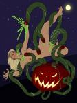 Halloween jack-o-lantern pumpkin tentacle_rape vines // 1009x1350 // 614.4KB