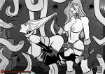 Mistress Tentacle artist_Kumi_Pumi bound hair_pull lesbian monochrome strap_on tied_up // 1200x848 // 573.9KB