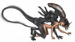 Xenomorph alien alien_monster all_fours anal brown_hair cum drool kneeling monster open_mouth rape tears // 700x397 // 23.9KB