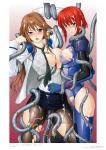 Rindou blue_eyes brown_eyes brown_hair cumcovered red_hair tentacles torn_clothes two_girls // 1200x1694 // 294.7KB