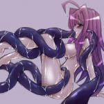 Tentacle blue_eyes blush censored normal_breasts oral penetration purple_hair willing // 720x720 // 272.9KB