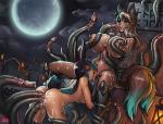 2_girls bukkake bunny_girl dark_skin double_anal_penetration double_penetration fox_girl oral restrained tanned_skin tentacle_rape yuri // 1280x973 // 214.1KB