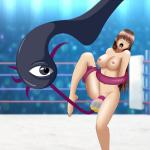 Kasumi audience blush eyeball eyeball_monster fighter fighting fighting_ring monster nude public restrained scream sweat tentacles urination urine_drinking // 750x750 // 386.5KB