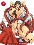 Queen’s_Blade Tomoe arms_up belly_button big_breasts breasts_exposed erect_nipples kneeling large_breasts nipple_latch octopus open_mouth panties rape shrine_maiden spread_legs stripped // 600x785 // 124.3KB